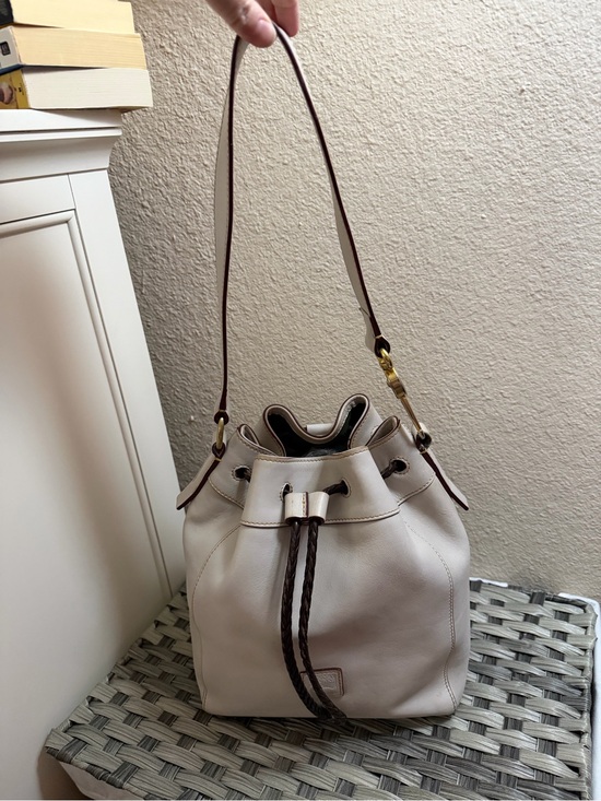 Dooney & Bourke Handbags - Dooney & Bourke Florentine Hattie in Ecru Drawstring Bucket Shoulder Bag